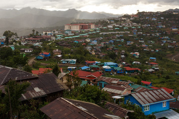 Fototapeta premium Settlement in Mountains - Burma