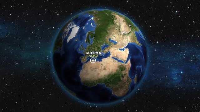 ALBANIA GUELMA ZOOM IN FROM SPACE