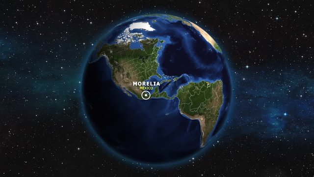 MEXICO MORELIA ZOOM IN FROM SPACE