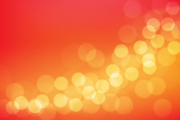 Abstract yellow bokeh blur on red background vector illustration.