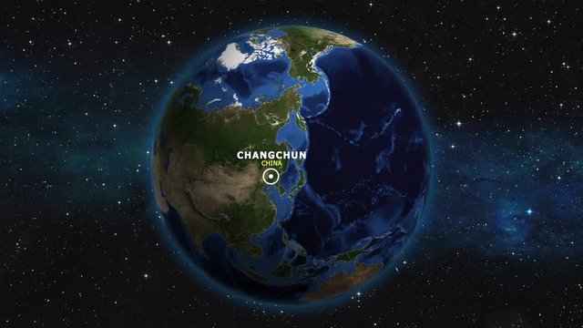 CHINA CHANGCHUN ZOOM IN FROM SPACE