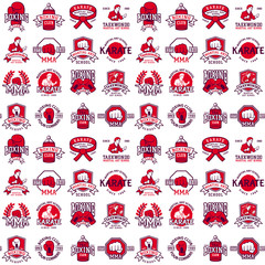 Cool fighting club seamless pattern background martial training champion graphic style punch sport fist karate vector illustration. © partyvector