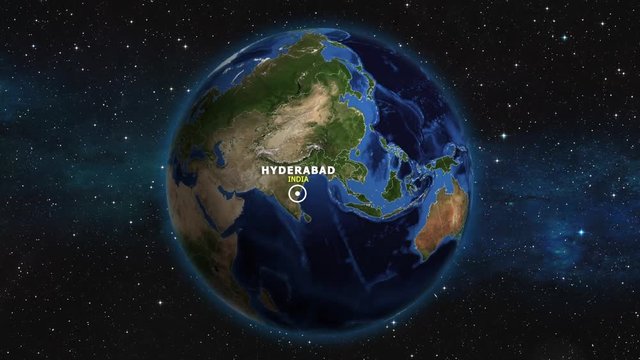 INDIA HYDERABAD ZOOM IN FROM SPACE