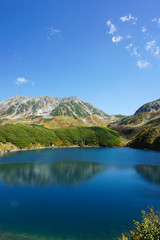 Tateyama mountain peak and Mikurigakei pond. 立山連峰とみくりが池　日本三大霊山　富山県立山町　　