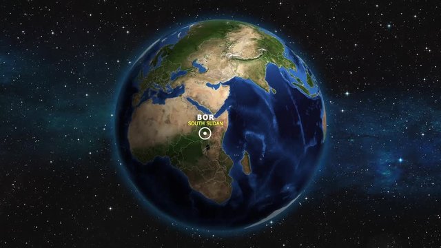SOUTH SUDAN BOR ZOOM IN FROM SPACE