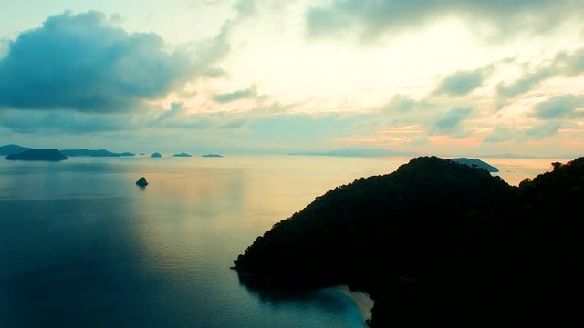 aerial view of sun rising sky nyang oo phee island myanmar