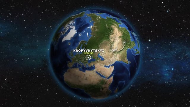 UKRAINE KROPYVNYTSKYI ZOOM IN FROM SPACE