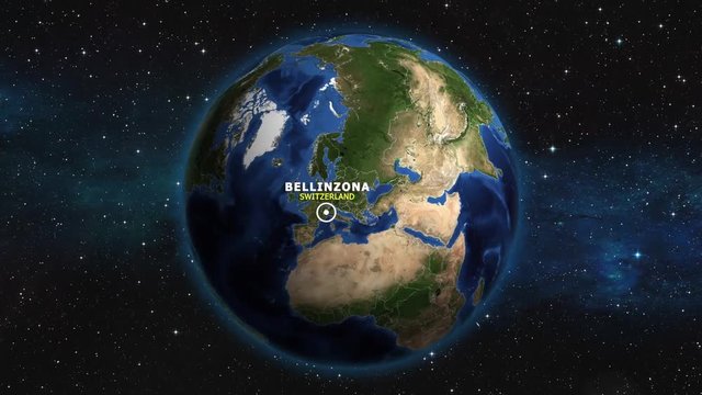 SWITZERLAND BELLINZONA ZOOM IN FROM SPACE