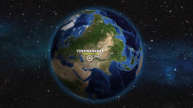 TURKMENISTAN TURKMENABAT ZOOM IN FROM SPACE