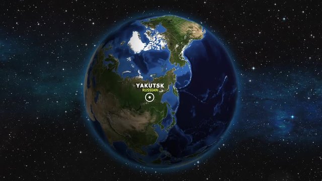 RUSSIAN YAKUTSK ZOOM IN FROM SPACE