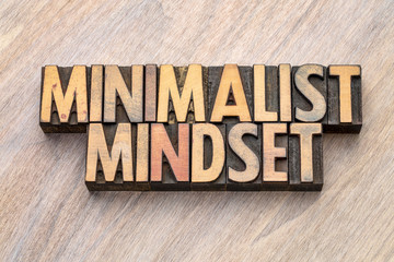 minimalist mindset word abstract in vintage wood type