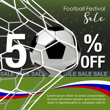 Vector illustration for Russia football festival sale background