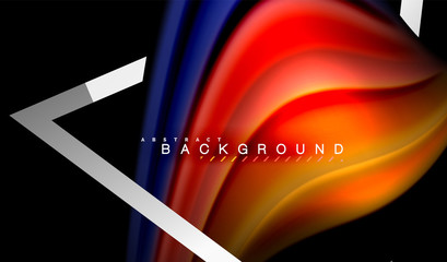 Rainbow fluid colors wave and metallic geometric shape
