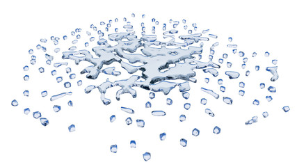 water splash isolated blue top view 3d rendering