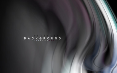 Fluid liquid colors design, colorful marble or plastic wavy texture background, glowing multicolored elements on black, for business or technology presentation or web brochure cover design, wallpaper