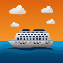 travel around the world sea clouds cruise trip vector illustration