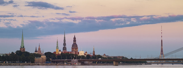 Panoramic view on old center ofRiga - the capital of Latvia and famous Baltic city with unique medieval and Gothic architecture