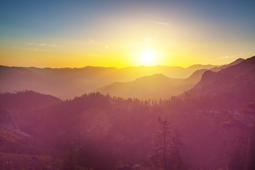 Mountains on sunset