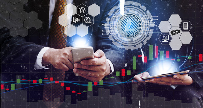 Litcoin LTC and Cryptocurrency Trading Concept