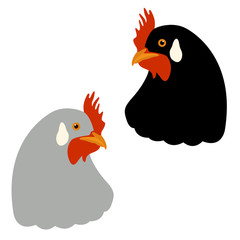 chicken head vector illustration flat style profile 