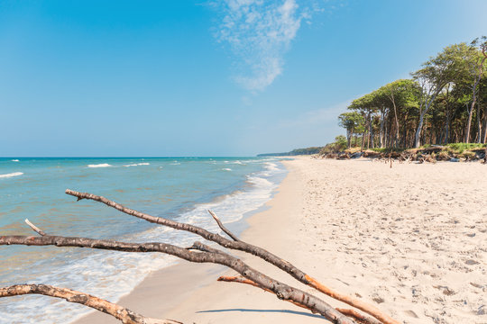 Weststrand in Prerow an der Ostsee mit Blick auf das Meer