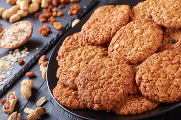 close-up of delicious Oatmeal raisin cookies