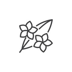 Flowers with leaf outline icon. linear style sign for mobile concept and web design. Beautiful flower simple line vector icon. Symbol, logo illustration. Pixel perfect vector graphics