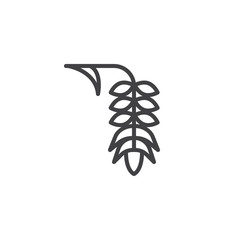 Tropical plant outline icon. linear style sign for mobile concept and web design. tropical leaf simple line vector icon. Symbol, logo illustration. Pixel perfect vector graphics