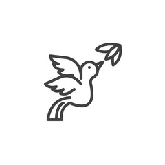 Flying bird and flower outline icon. linear style sign for mobile concept and web design. Humming bird with flower simple line vector icon. Symbol, logo illustration. Pixel perfect vector graphics