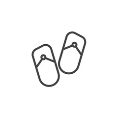 Flip flop outline icon. linear style sign for mobile concept and web design. Beach slippers simple line vector icon. Symbol, logo illustration. Pixel perfect vector graphics