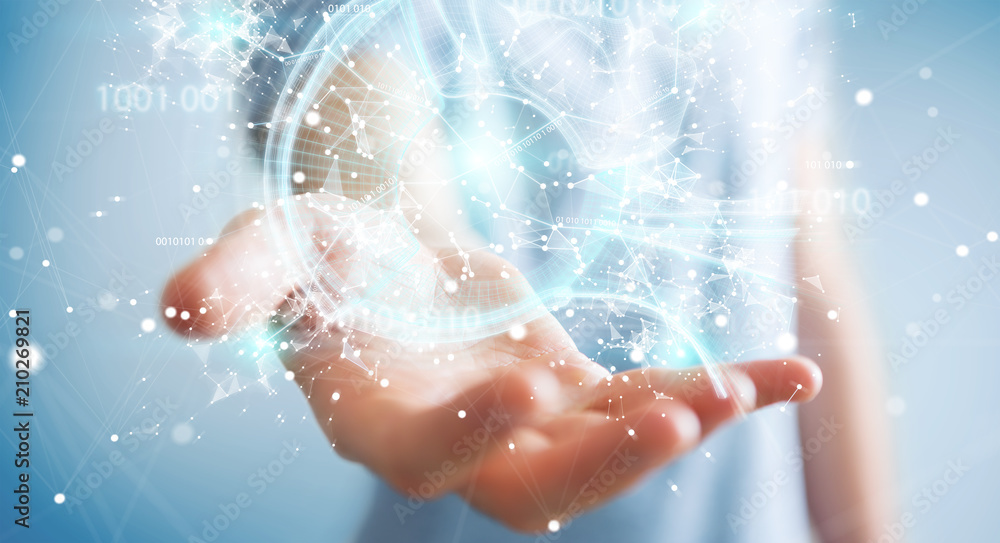 Fototapete businessman using digital artificial intelligence interface 3d rendering