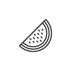 Watermelon slice outline icon. linear style sign for mobile concept and web design. Summer fruit simple line vector icon. Symbol, logo illustration. Pixel perfect vector graphics