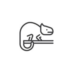 Chameleon outline icon. linear style sign for mobile concept and web design. Lizard animal simple line vector icon. Symbol, logo illustration. Pixel perfect vector graphics