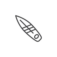 Surfboard outline icon. linear style sign for mobile concept and web design. Surf board simple line vector icon. Symbol, logo illustration. Pixel perfect vector graphics