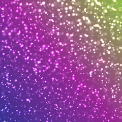 Falling snow on colorful background