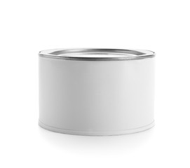 Can of paint on white background