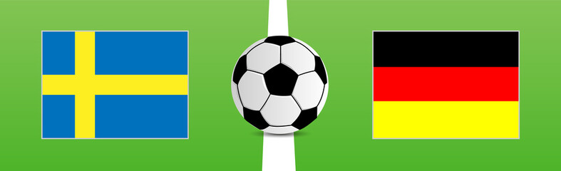 Soccer ball with flag of Sweden and Germany