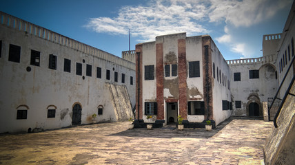 Interior view to Elmina castle and fortress with church , Ghana