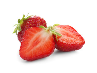 Tasty red strawberries on white background