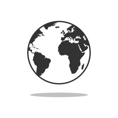 Black planet Earth icon illustration isolated on background