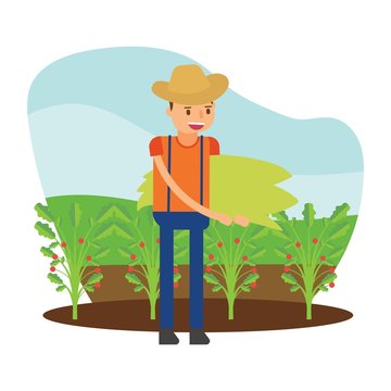 recommend clip art: cute farmers are farming vegetable cartoon character