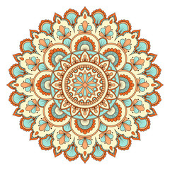 Ethnic ornamental mandala. Decorative design element. Hand drawn vector illustration