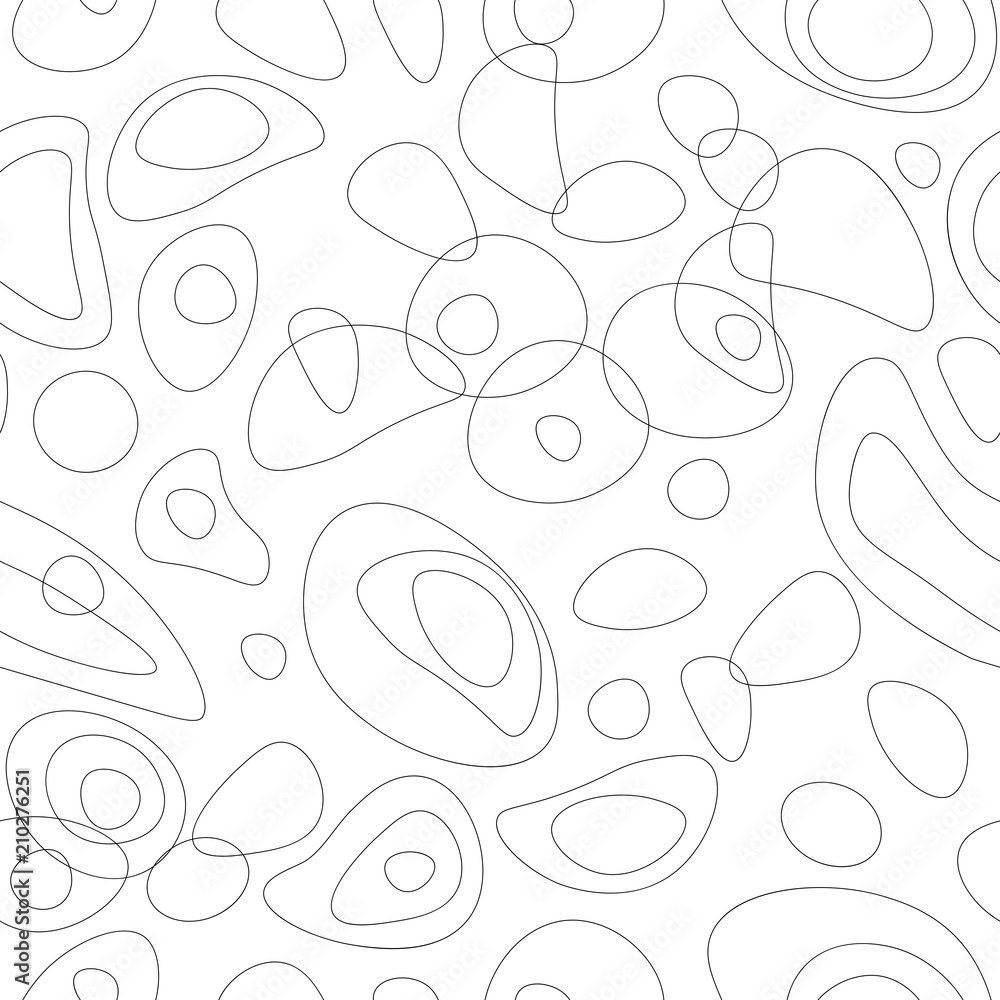 Poster Organic abstract shapes vector seamless pattern. Modern simple background with hand drawn rounded shapes.