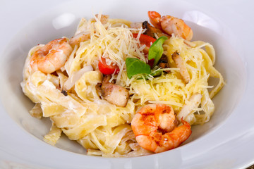 Seafood pasta with prawn