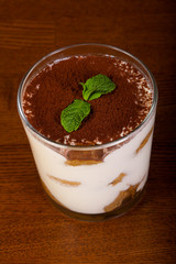 Tiramisu cake with mint