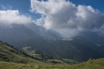 mountains and clouds