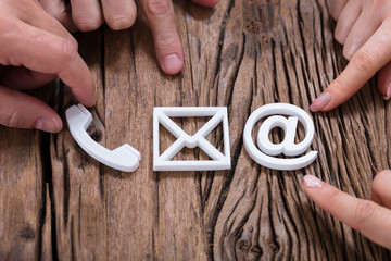 Hands Assembling Contact Us Icons