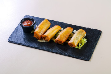 Spring roll with sauce