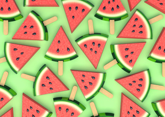 Watermelon slices on a stick. Summer background