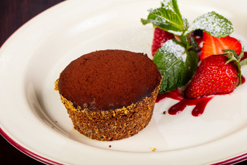 Brownie cake with strawberry